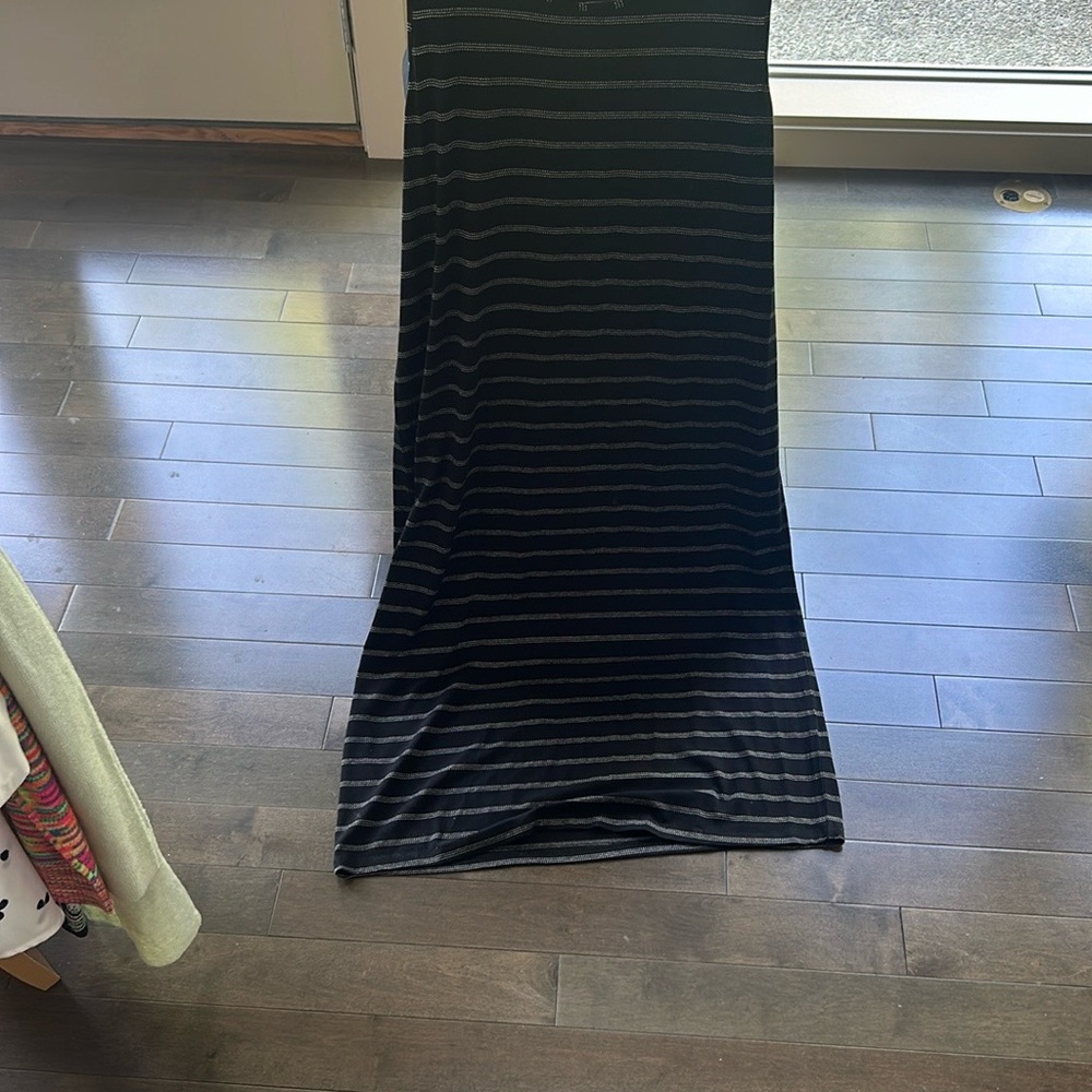Habitat Black and Gray Striped Maxi Dress